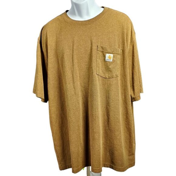 Carhartt Pocket Tee 2XL Brown Work Wear Short Sleeve Outdoor Shirt Logo Durable - Picture 3 of 9